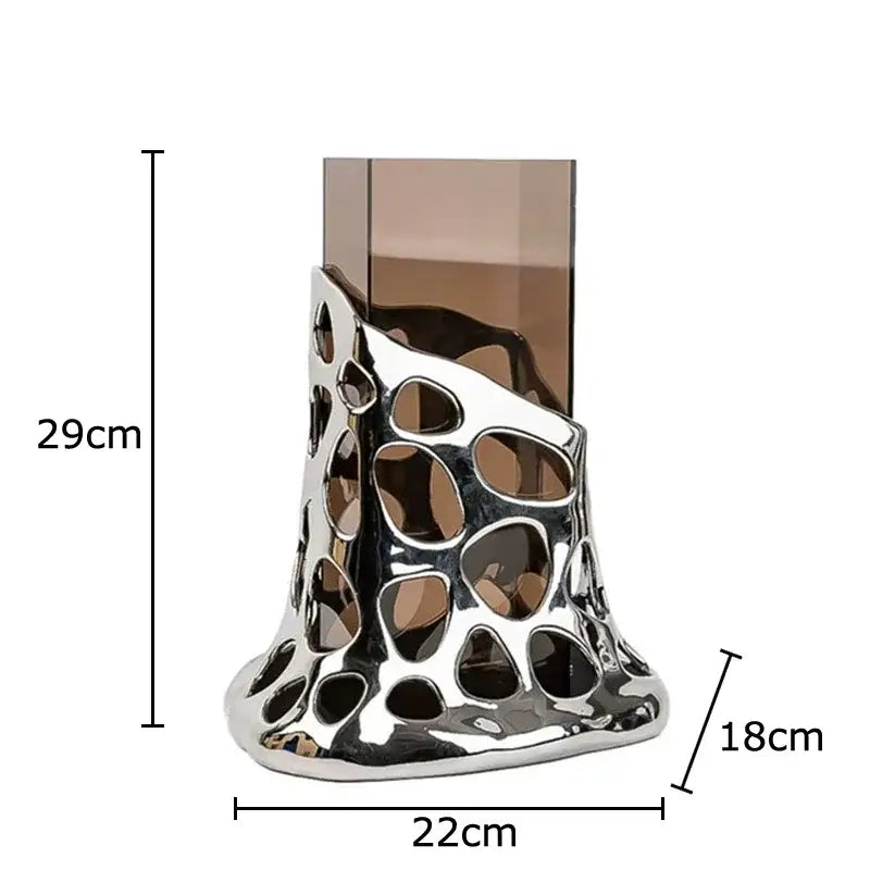 Gold Plated Hollow Vase