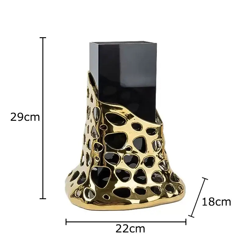 Gold Plated Hollow Vase