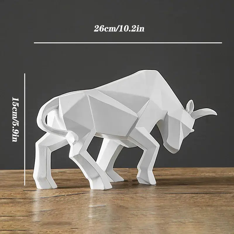 Black White Bull Bison Sculpture in Resin