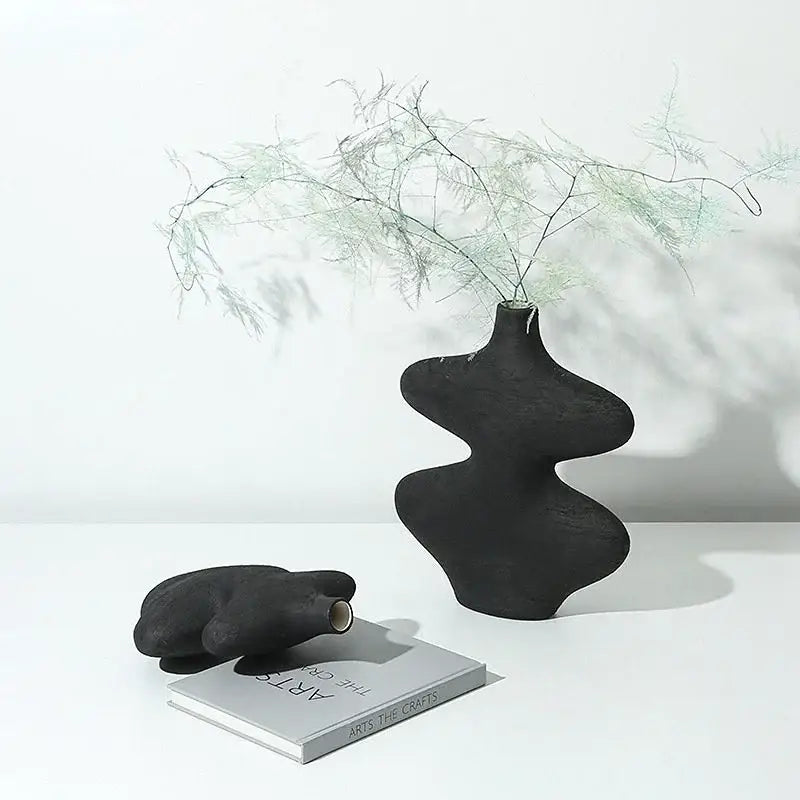 Black White Vase Set