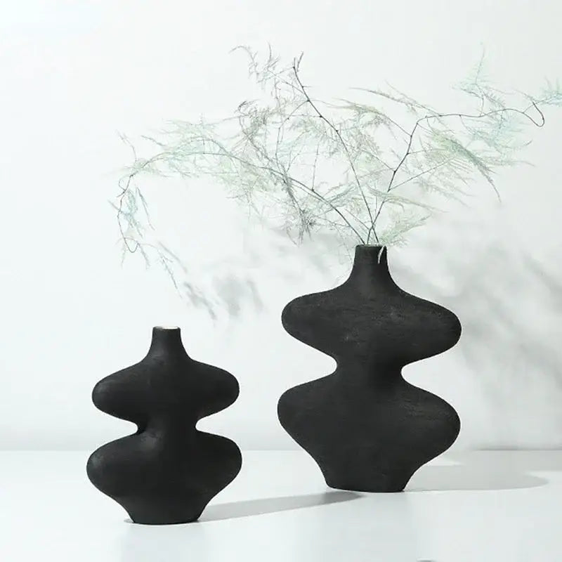Black White Vase Set