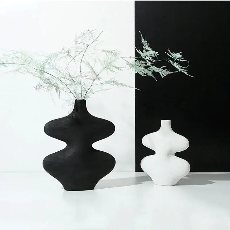 Black White Vase Set