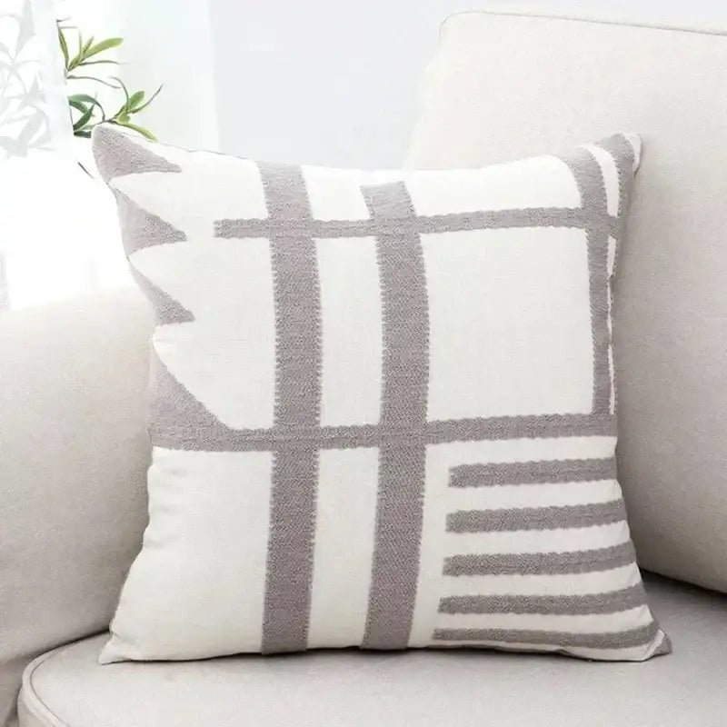 Black White Burlap Cushion
