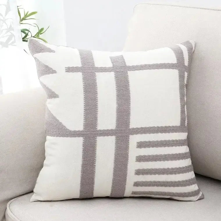 Black White Burlap Cushion