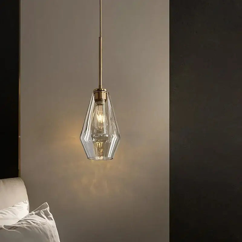 Amber Glass Geometric 3-Light Chandelier