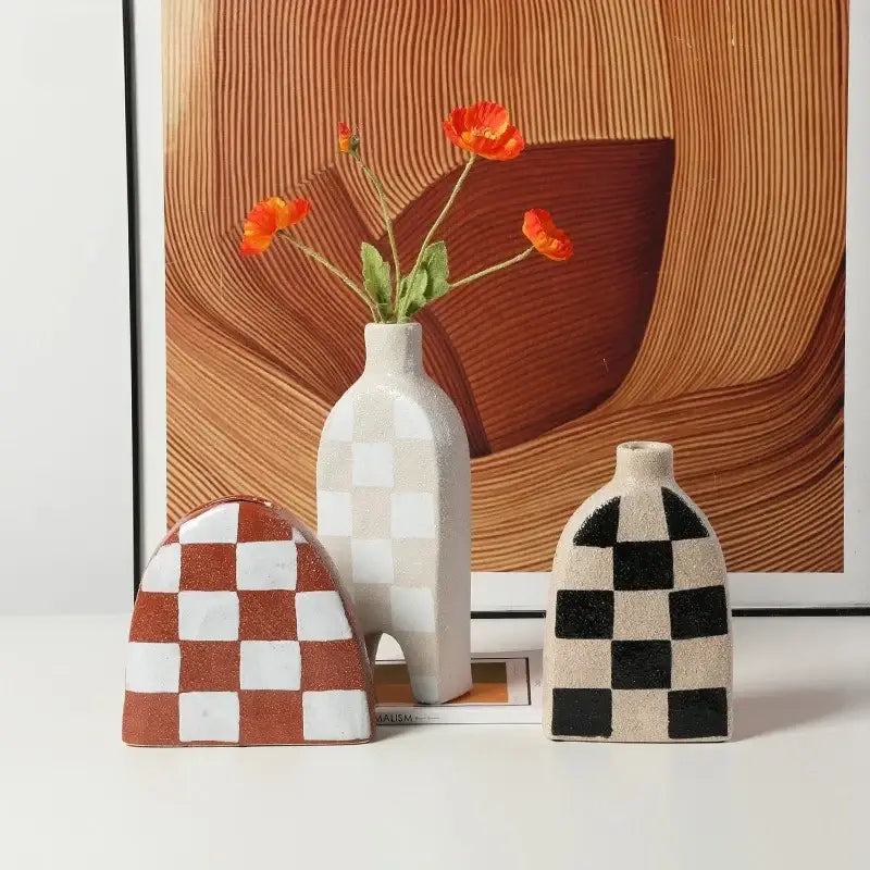 Ceramic Geometric Vase Set