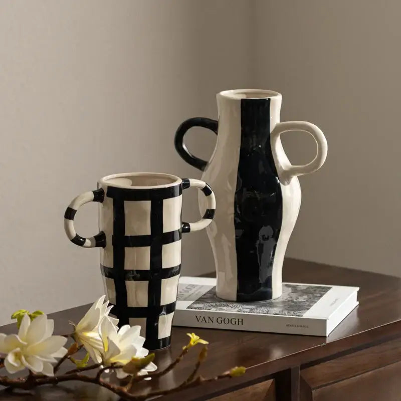 White Black Pattern Vase