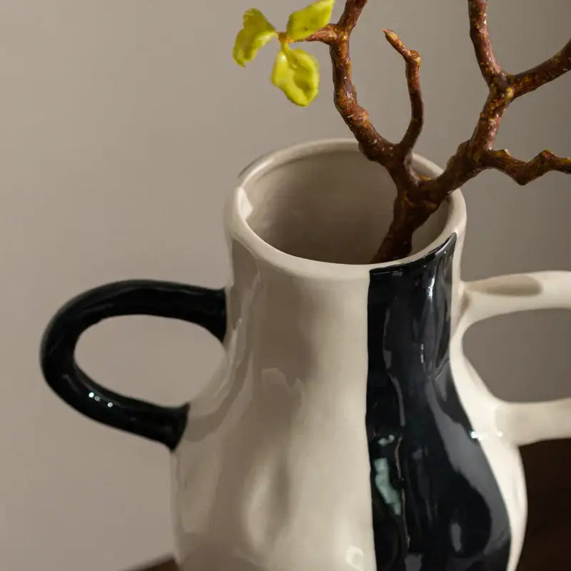 White Black Pattern Vase