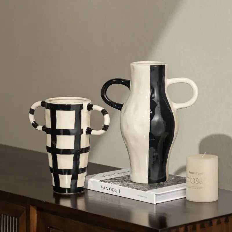 White Black Pattern Vase