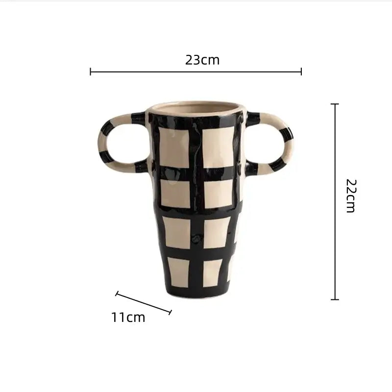 White Black Pattern Vase