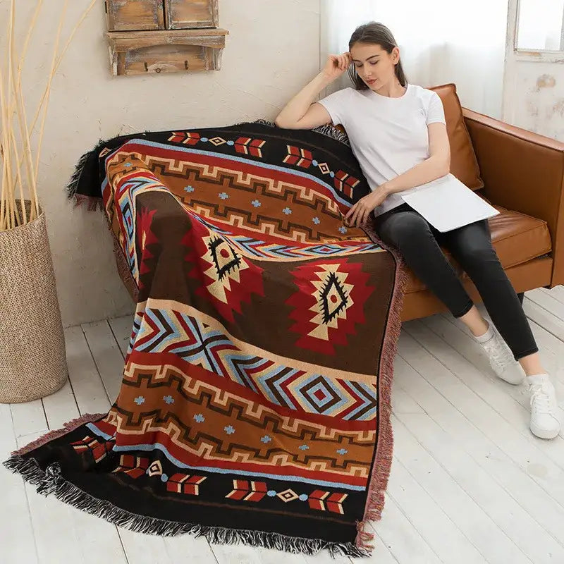Cotton Geometric Sofa Blanket