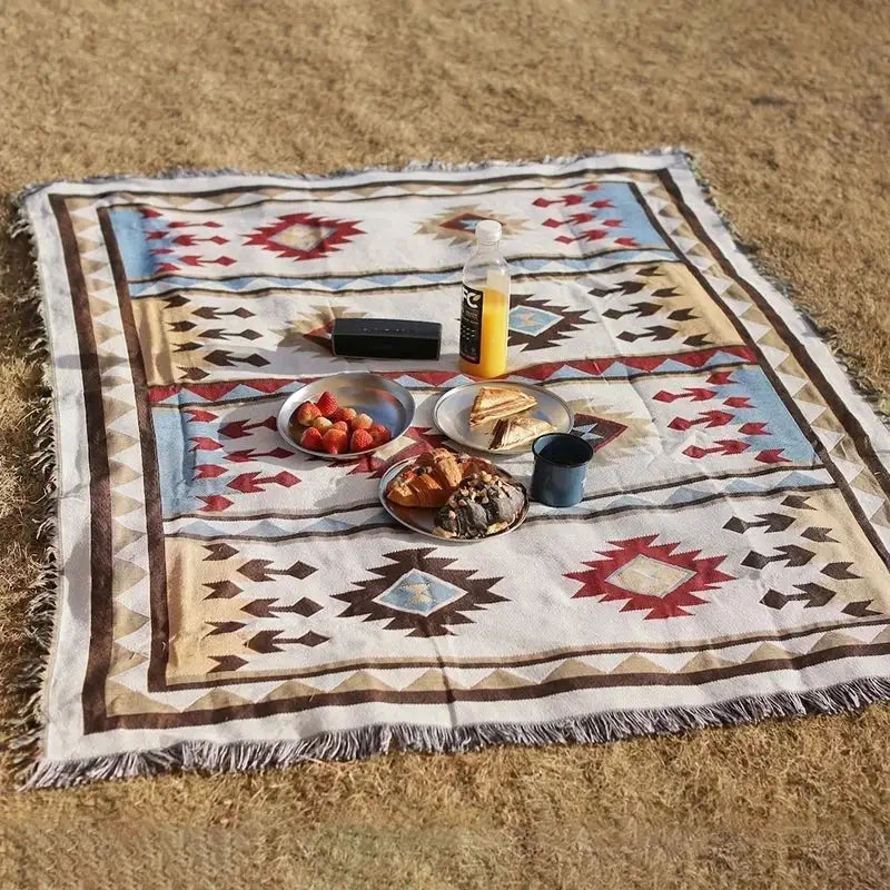 Cotton Geometric Sofa Blanket