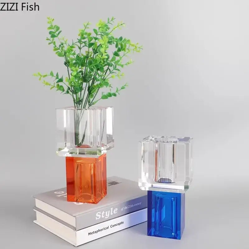 Crystal Glass Vase with Flowers