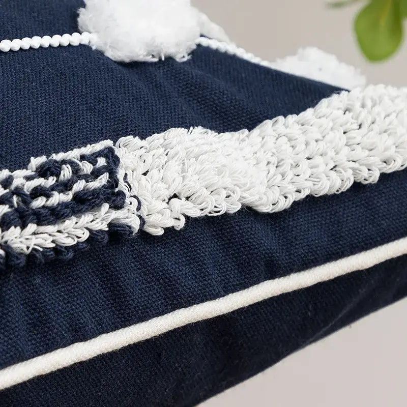 White Geometric Cushion Cover