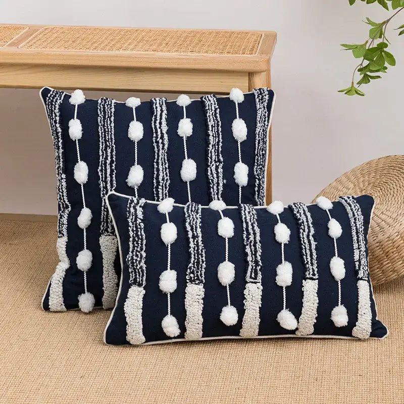 White Geometric Cushion Cover