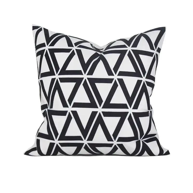 White Grey Geometric Cushion