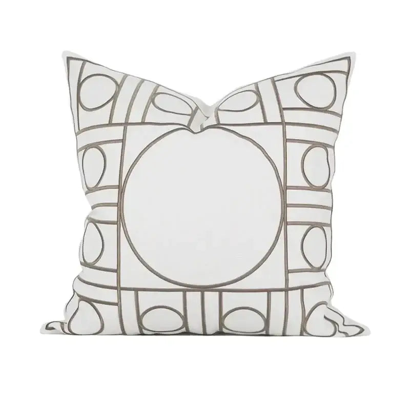 White Grey Geometric Cushion