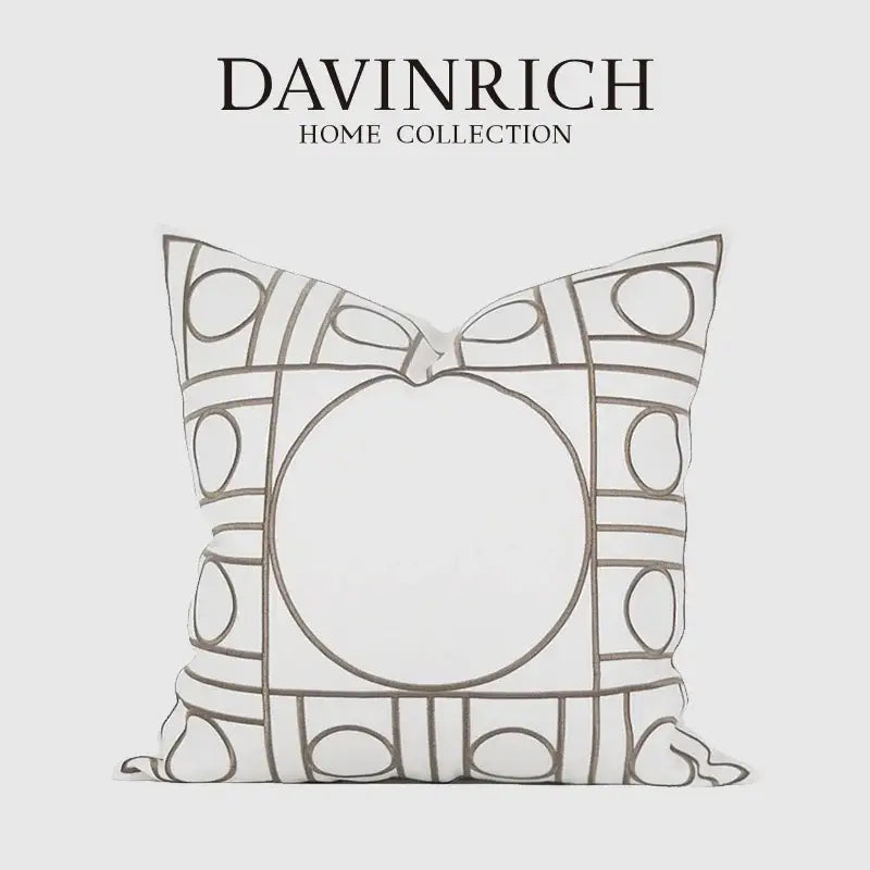 White Grey Geometric Cushion