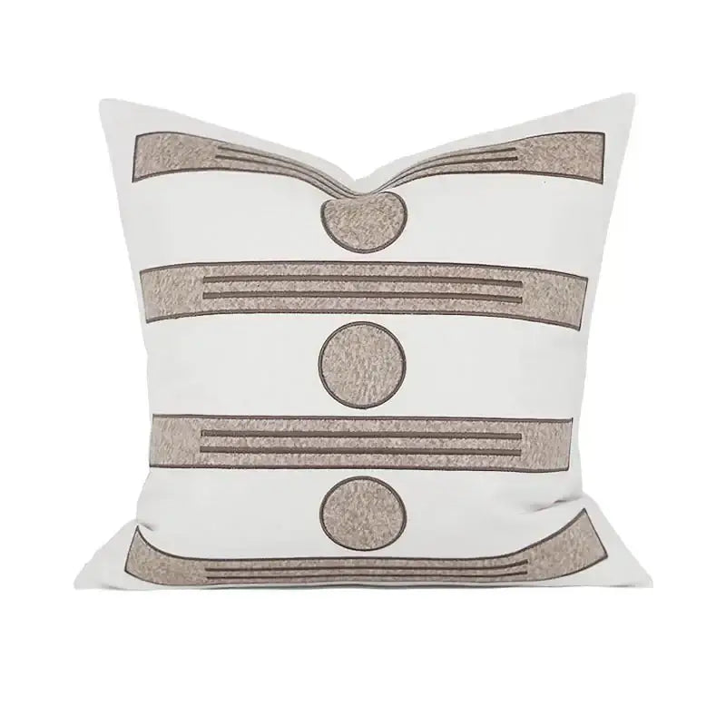 White Grey Geometric Cushion
