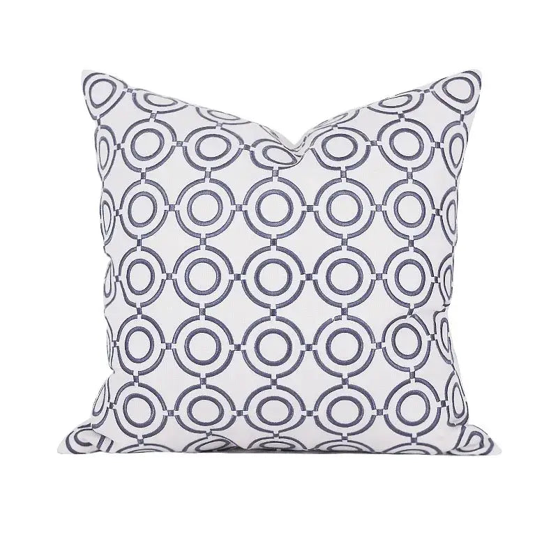 White Grey Geometric Cushion