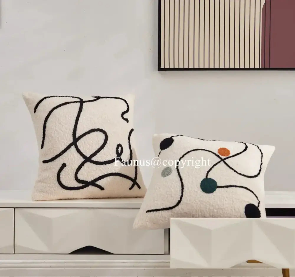 Cream Geometric Cushion Nordic Cover