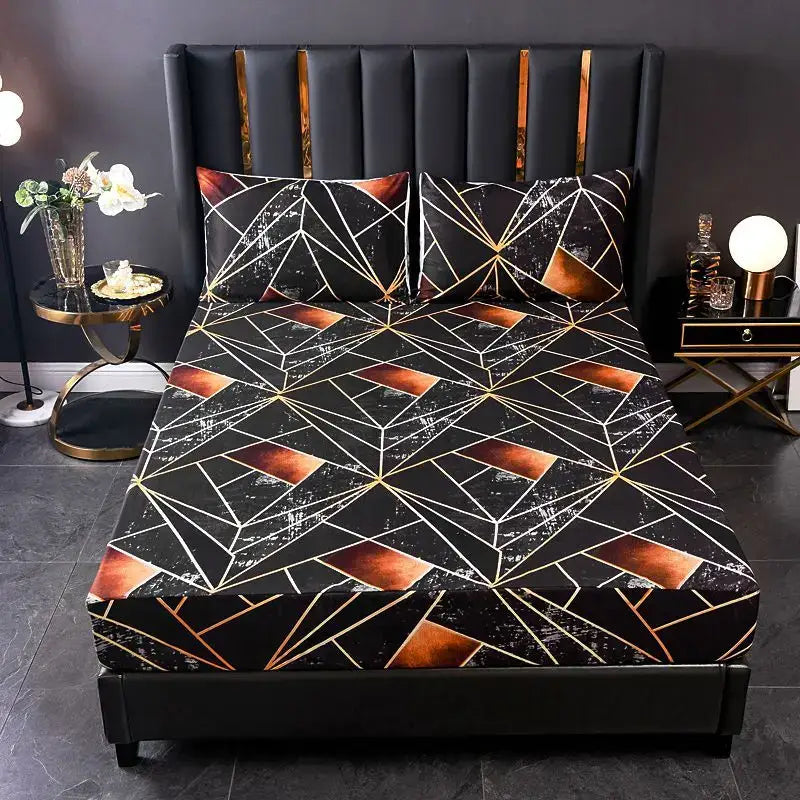 White Gold Geometric Sheet Set