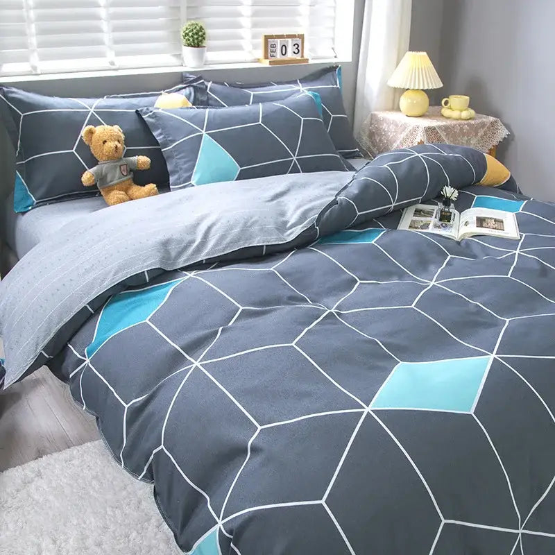 Black White Floral Duvet Set
