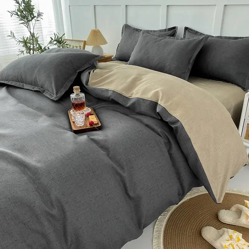 Black White Floral Duvet Set