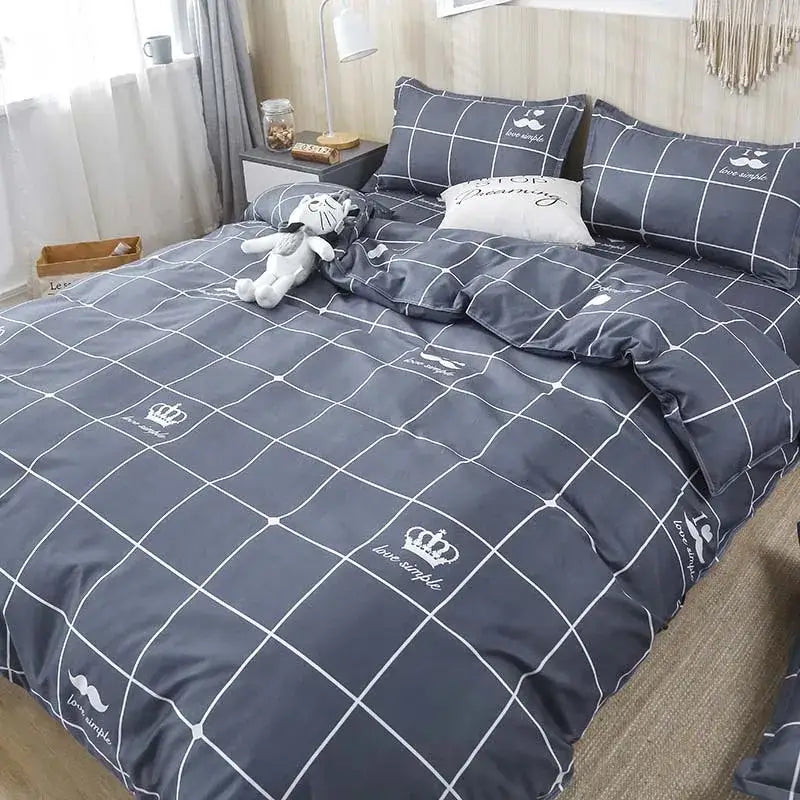 Black White Floral Duvet Set