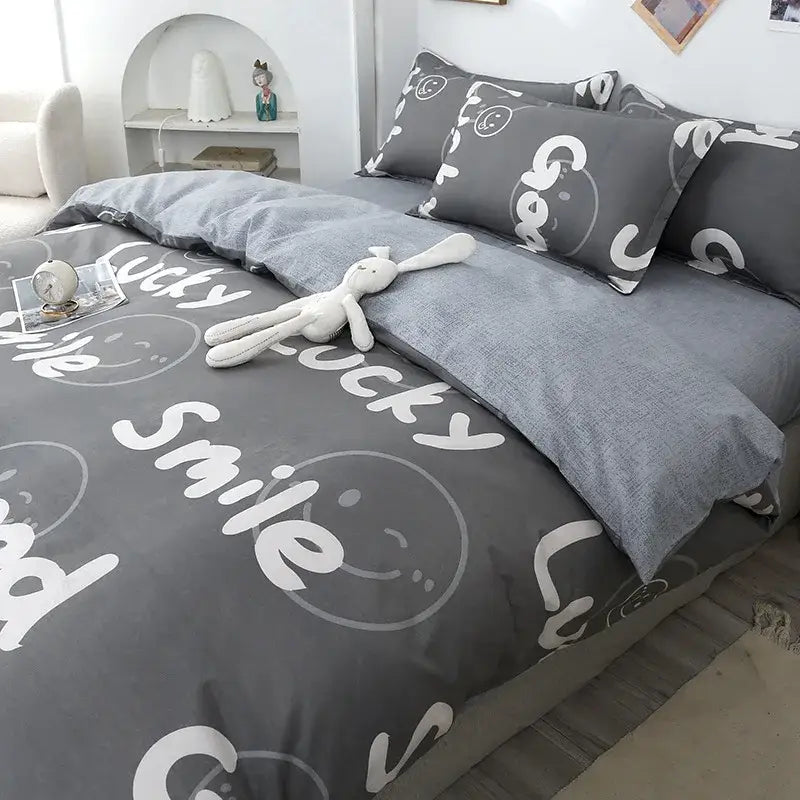 Black White Floral Duvet Set