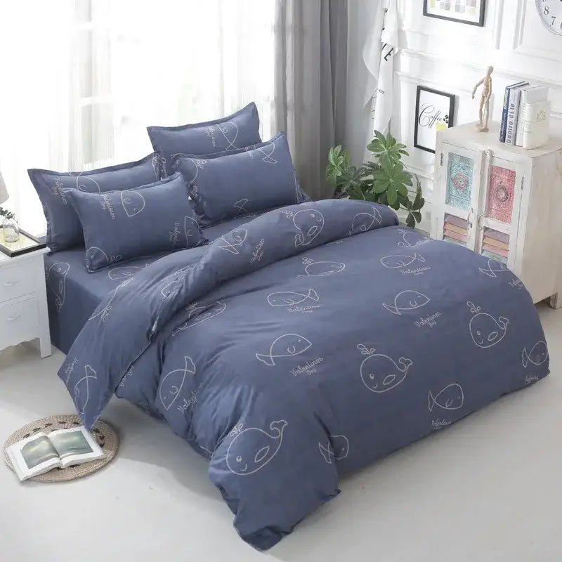 Black White Floral Duvet Set