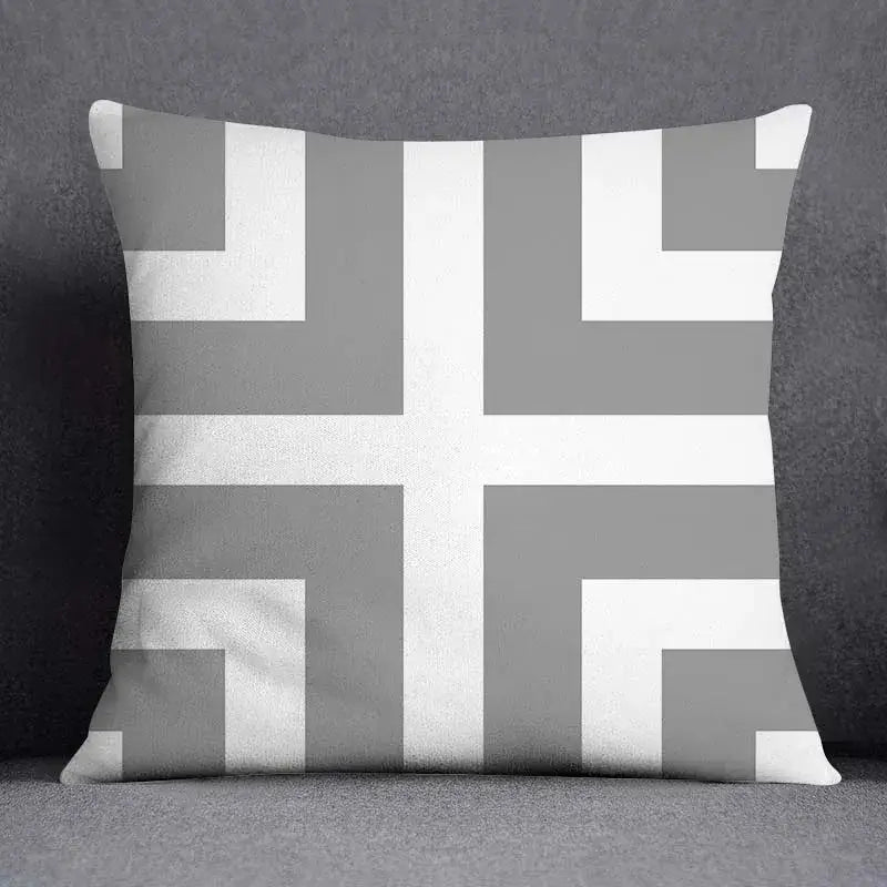 Gray White Floral Pillowcase