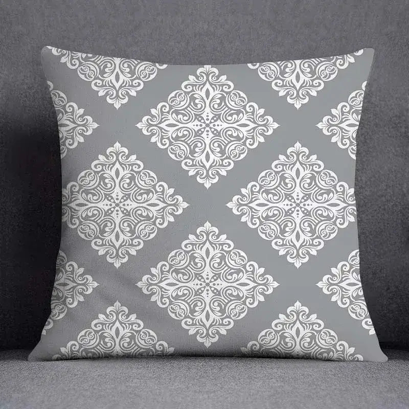 Gray White Floral Pillowcase