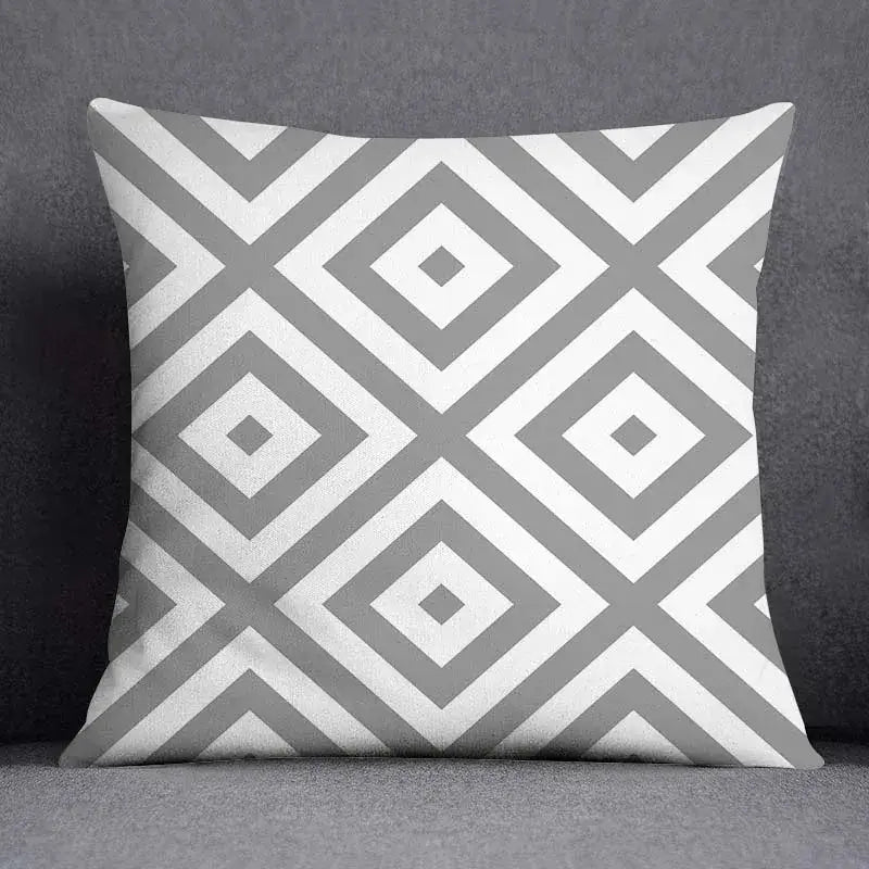 Gray White Floral Pillowcase
