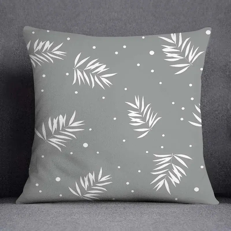 Gray White Floral Pillowcase