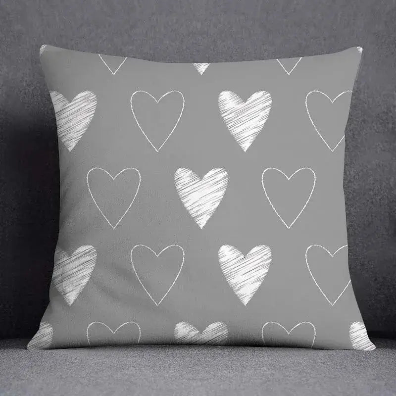 Gray White Floral Pillowcase