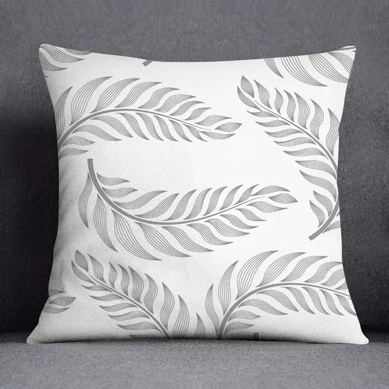 Gray White Floral Pillowcase
