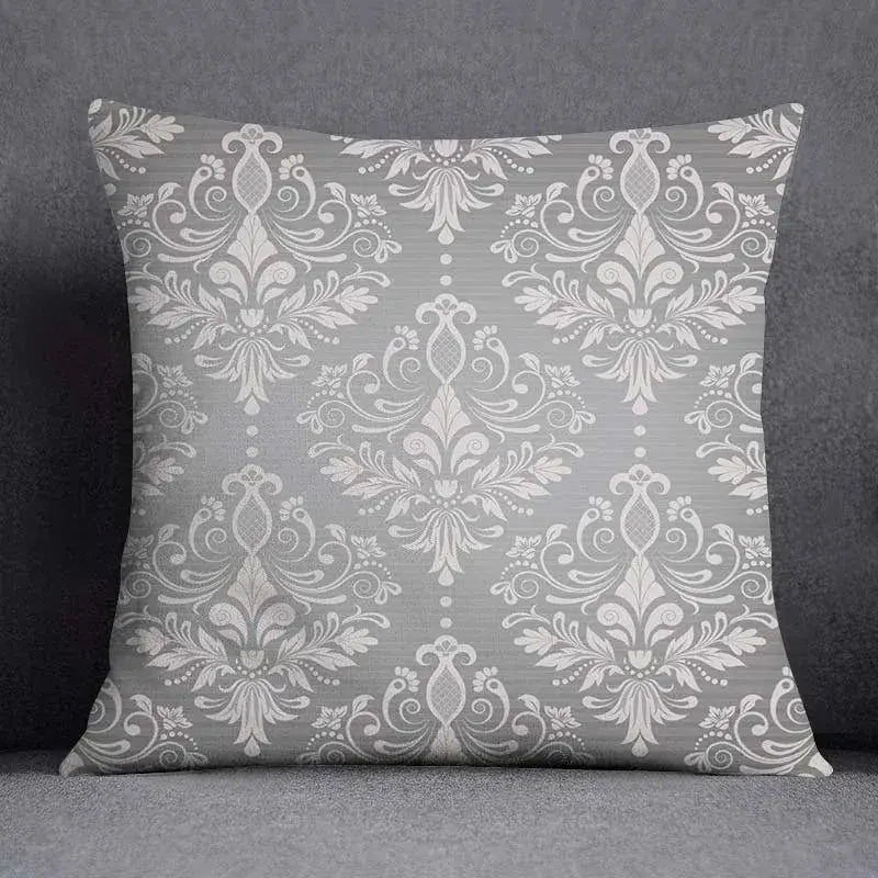Gray White Floral Pillowcase