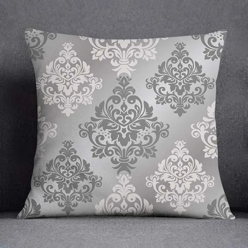 Gray White Floral Pillowcase