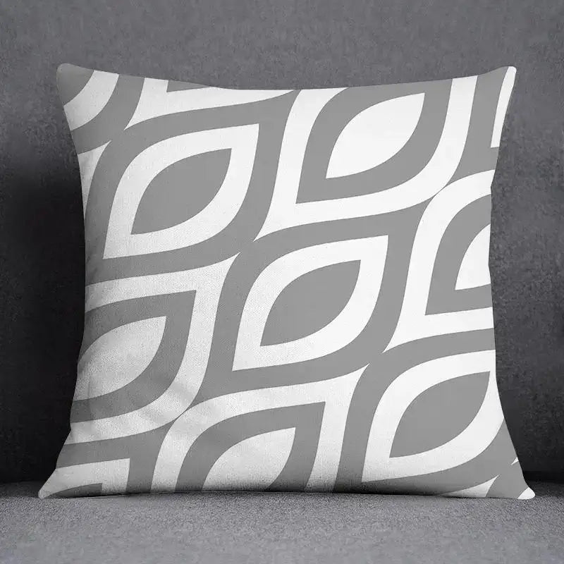 Gray White Floral Pillowcase