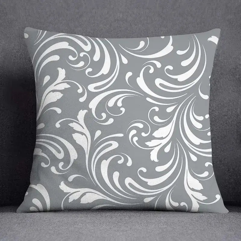 Gray White Floral Pillowcase