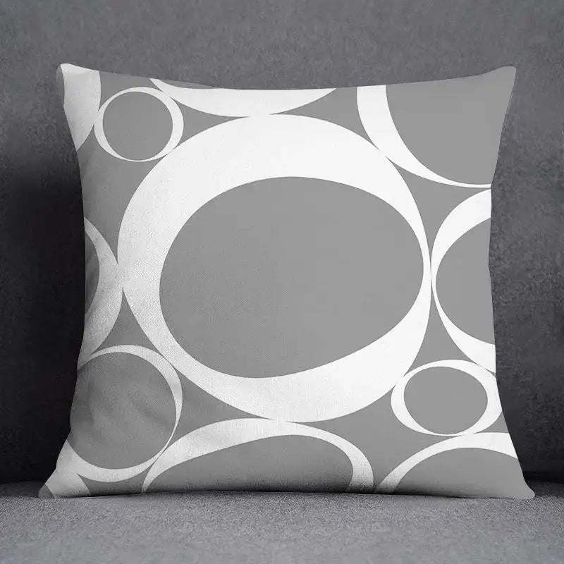 Gray White Floral Pillowcase