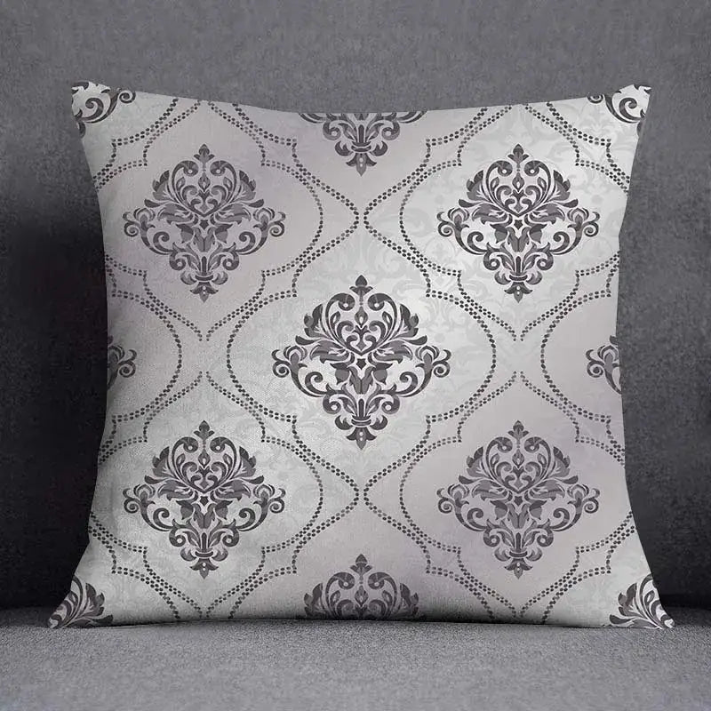 Gray White Floral Pillowcase