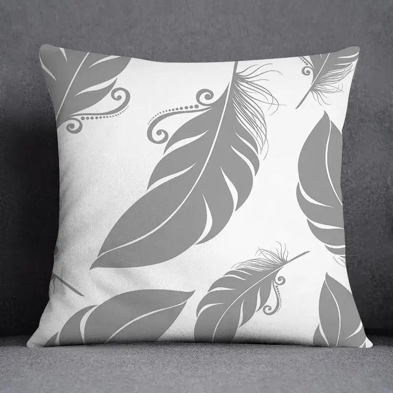 Gray White Floral Pillowcase