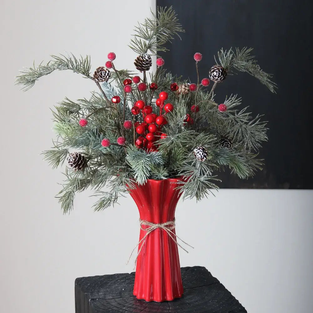 Red Ceramic Geometric Vase
