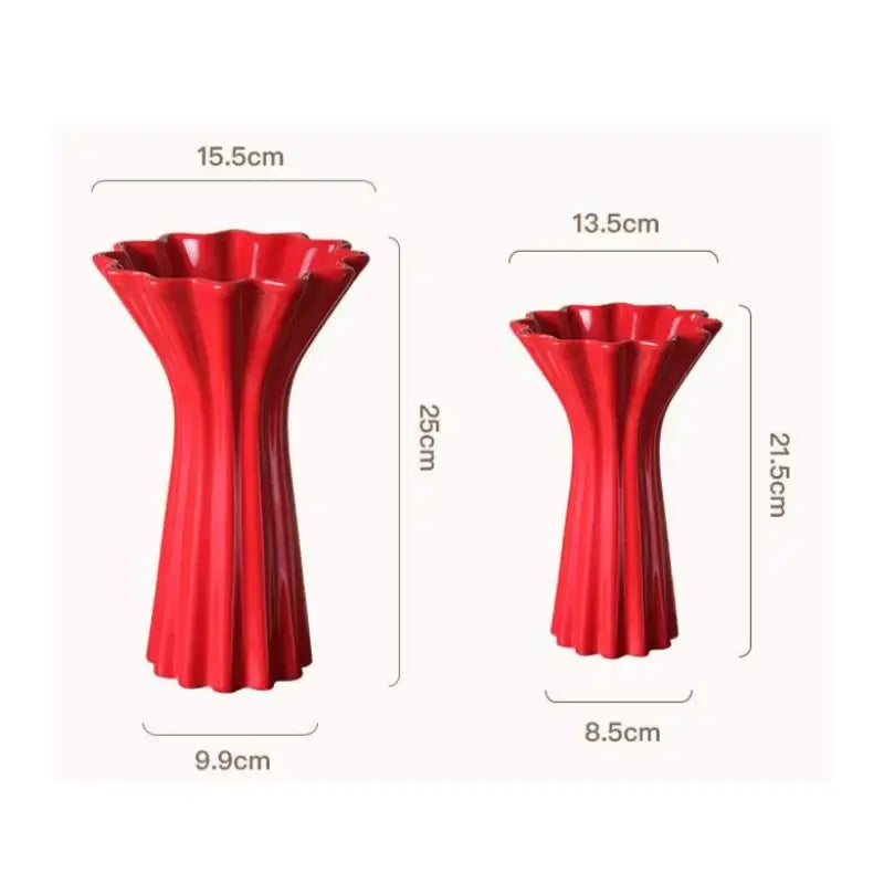 Red Ceramic Geometric Vase