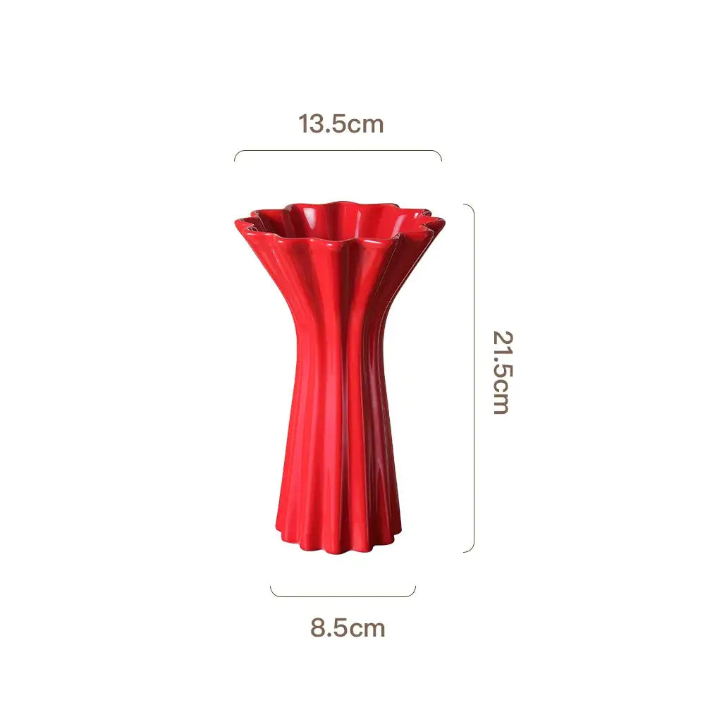 Red Ceramic Geometric Vase