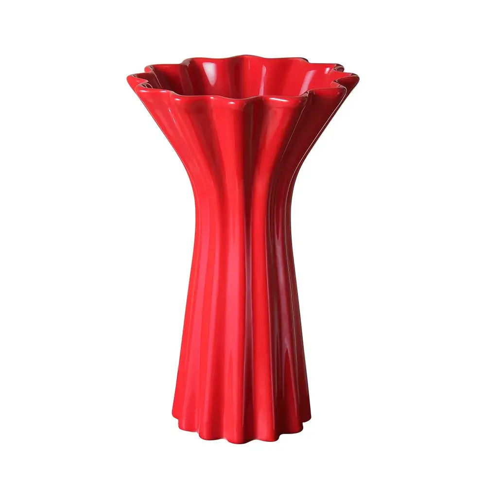 Red Ceramic Geometric Vase