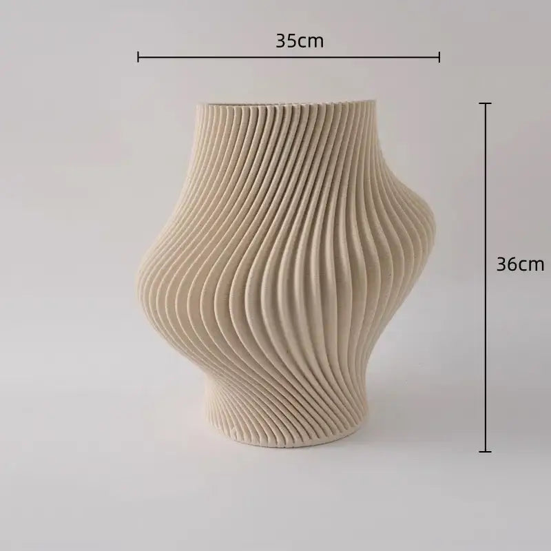Cream Black Ceramic Geometric Vase