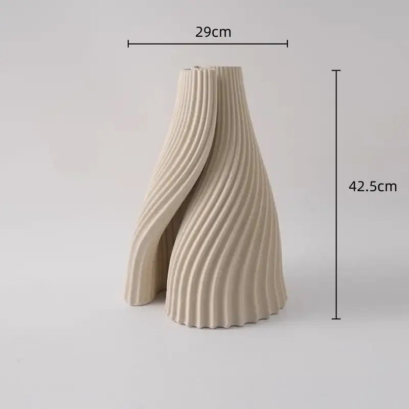 Cream Black Ceramic Geometric Vase